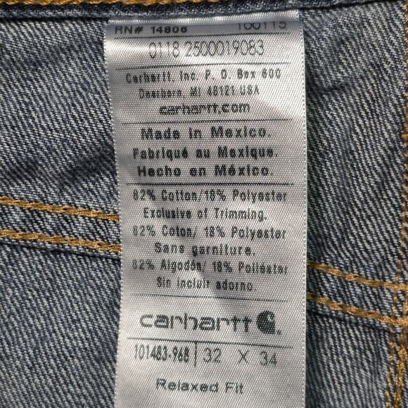 Carhartt Denim Work Jeans Men’s 32 x 34 Blue Distressed Style B01 - Picture 8 of 10